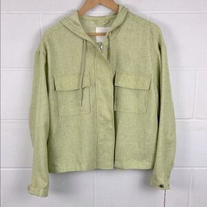 Avec Les Filles Light Green Utility Lightweight Tweed Jacket Preppy NWT Size XL